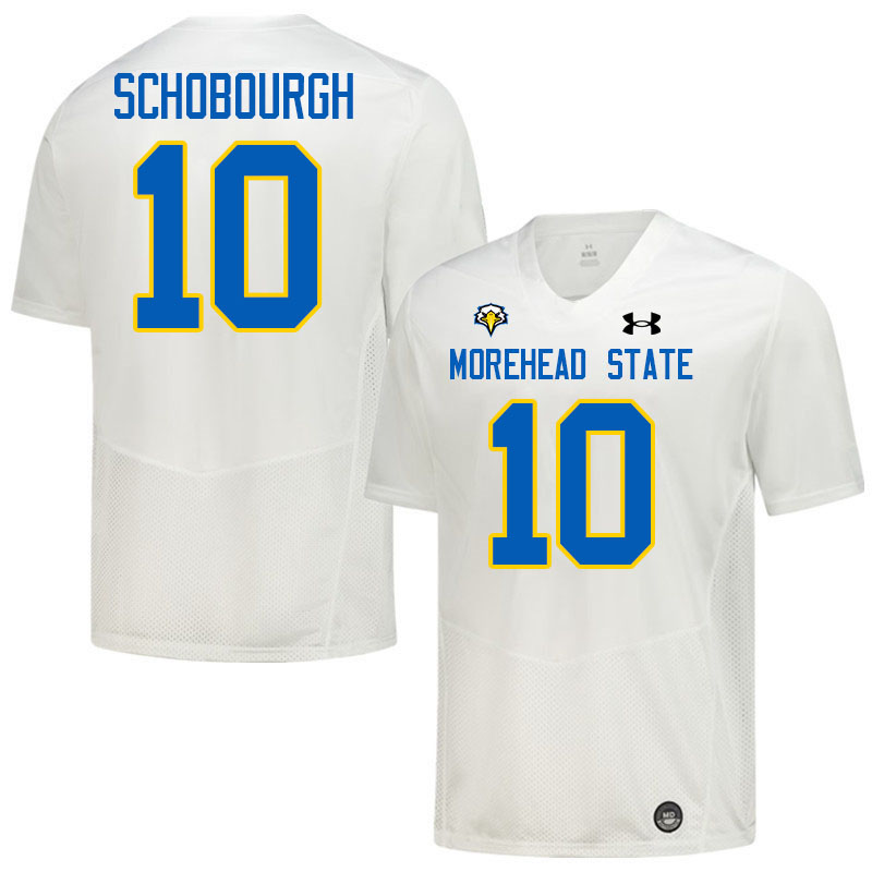 Morehead State Eagles #10 Dillon Schobourgh College Football Jerseys,Uniforms-White